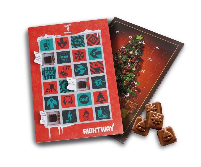 Adventní kalendář s čokoládou a potiskem na míru – vánoční reklamní cukrovinky
