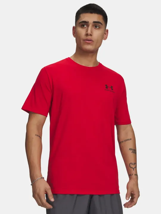 UA Sportstyle Left Chest SS – červená pánské tričko