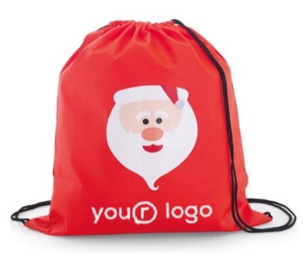 Batůžek se stahovací šňůrkou a vánočním motivem s místem pro logo